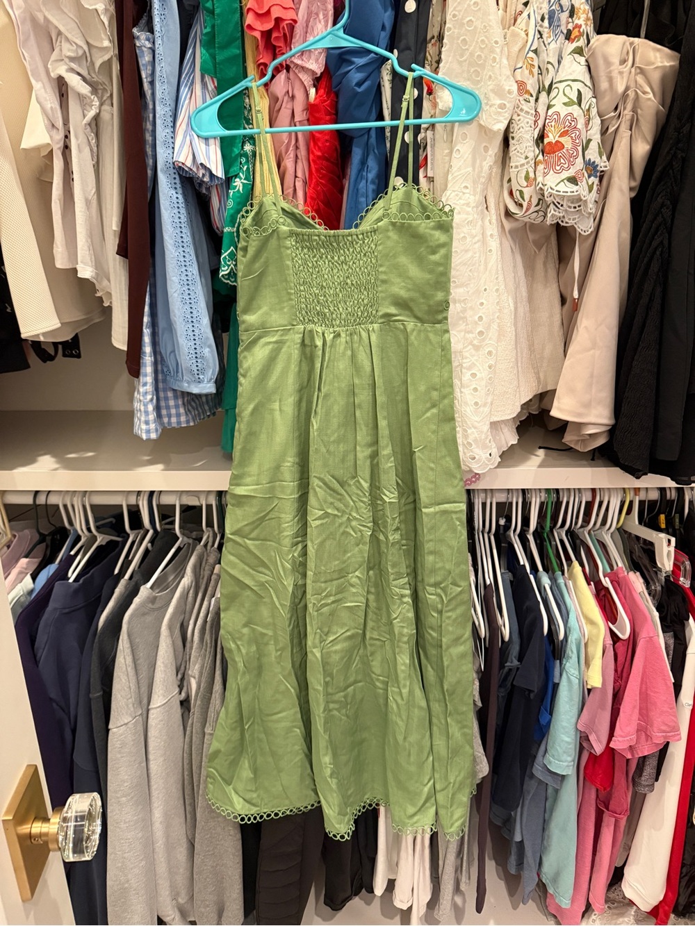 Astr Lime Green Spaghetti-Strap Midi Dress with Loop Trim - Picture 3 of 4